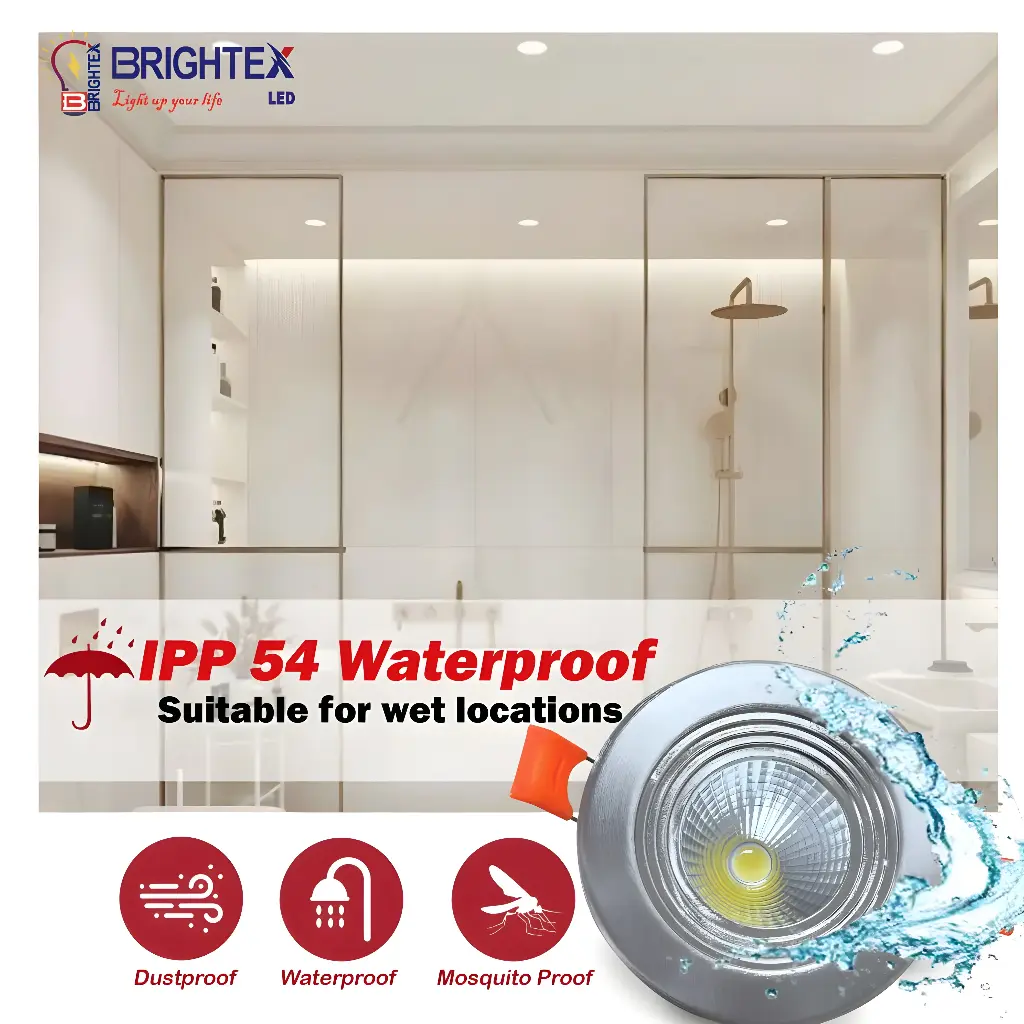 Brightex Downlight 7W - 3inch - IP65 - 3CCT - Brushed Chrome