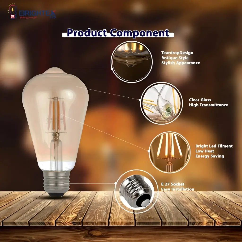 BRIGHTEX LED FILAMENT BULB ST64 - E27 - 2700k  