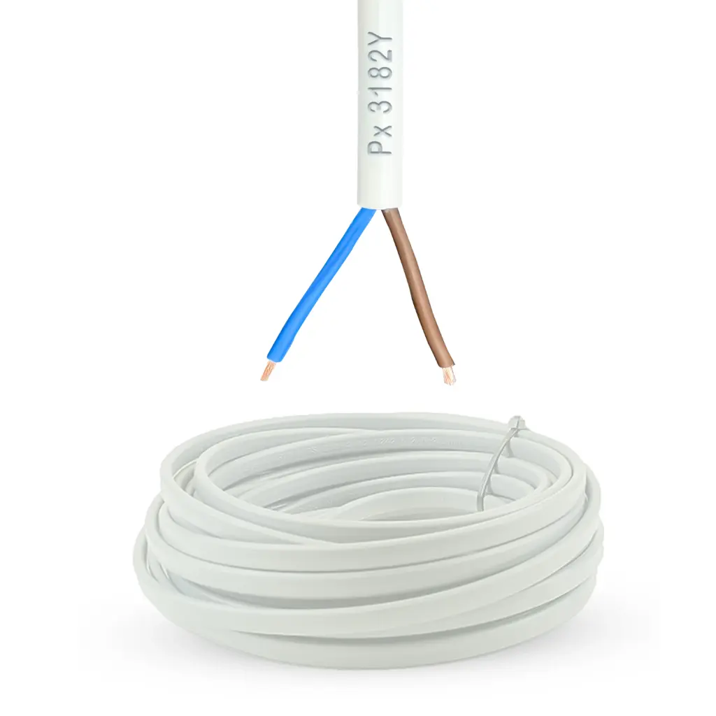 H05VV-F 3182Y PVC Flex 2x0.75mm white 100m