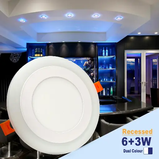 [BDCPL6500B6-3] BRIGHTEX LED Panel  Round Panel 6+3W - 4" - 7000K + BLUE