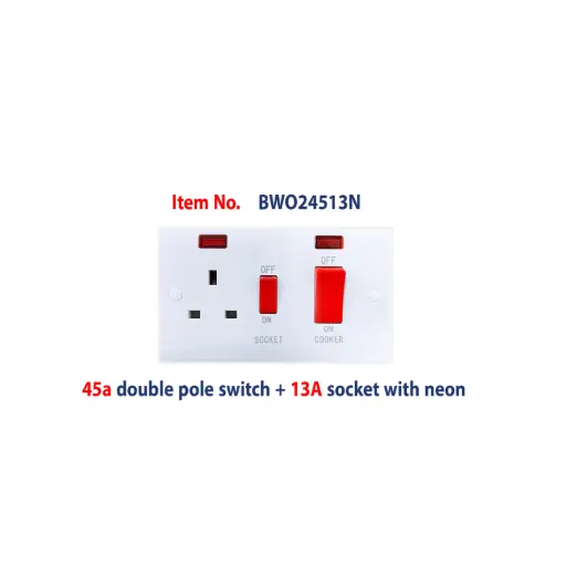 [BWO24513N] Brightex,45A DP switch + 13A socket with neon