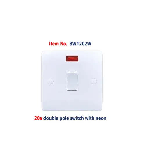 [BW1202W] Brightex,20a 1 gang double pole switch with neon