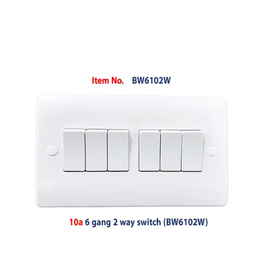 [BW6102W] Brightex,10a 6gang 2 way switch