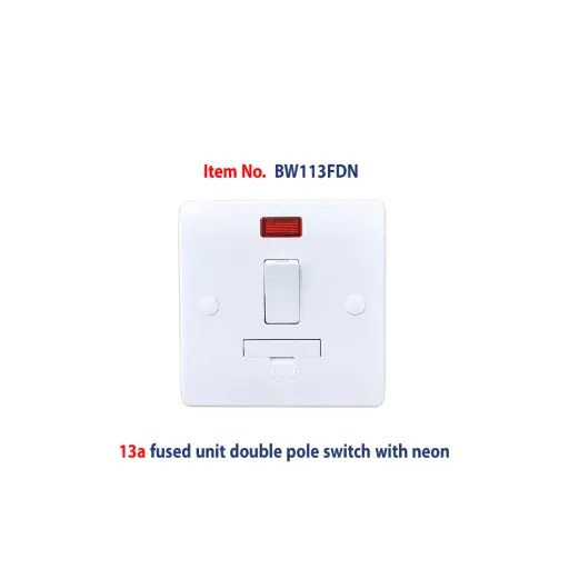 [BW113FDN] Brightex,13A fused unit DP switch with neon