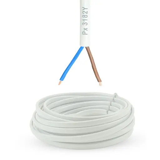 [3182Y-1.5-WHT-100] H05VV-F 3182Y PVC Flex 2x1.5mm white 100m